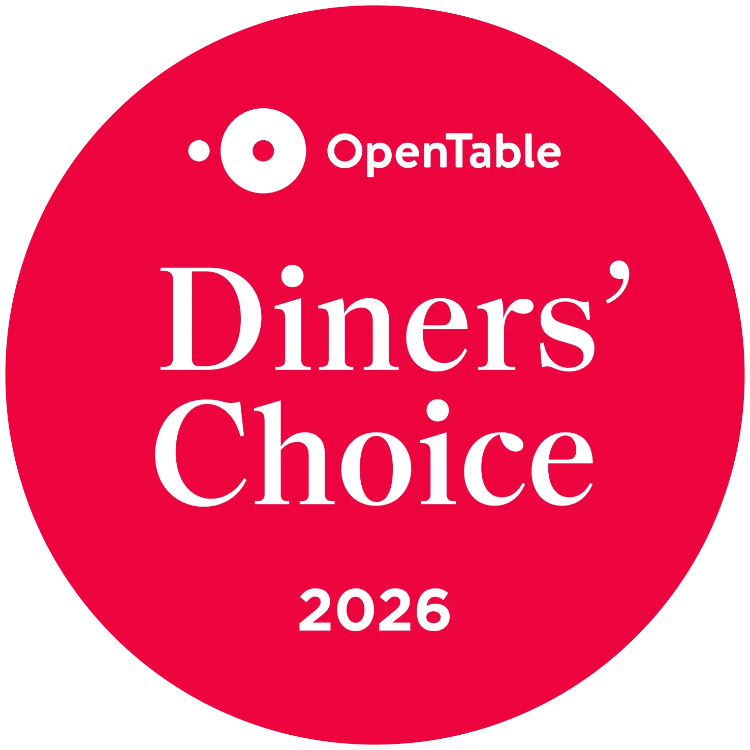 Open Table Diners Choice Award 2026 Red